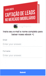 Facebook Ads para corretores de imóveis formulário
