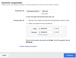 Facebook Ads para corretores de imóveis orçamento