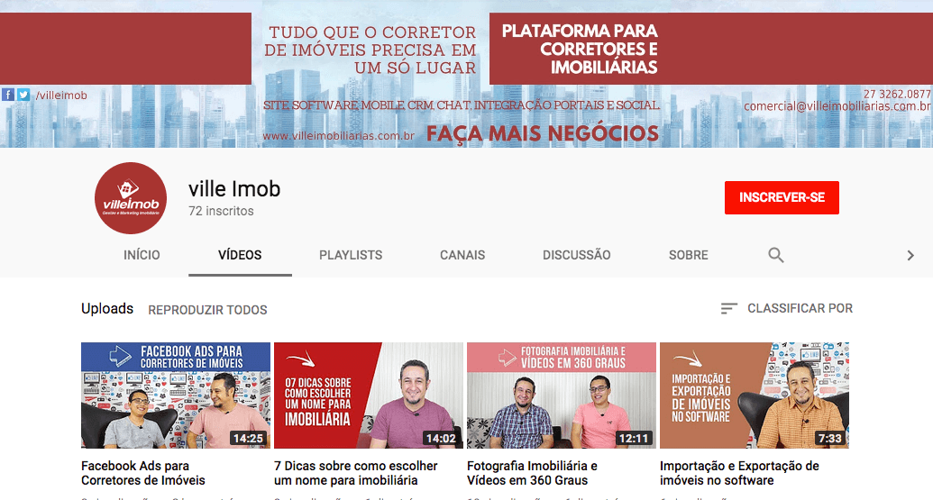 canais do youtube para corretores de imóveis ville Imob